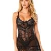 Oh La La Cheri Black Lace Babydoll Set