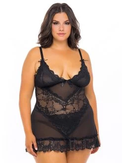Oh La La Cheri Black Lace Babydoll Set -Online Sex toys shop 73873 a40426 black regular 002