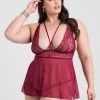 Lovehoney Plus Size Late Night Liaison Wine Lace Babydoll Set -Online Sex toys shop 74108 a39228 red x size 000