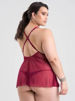 Lovehoney Plus Size Late Night Liaison Wine Lace Babydoll Set -Online Sex toys shop 74108 a39228 red x size 002
