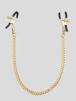 Bondage Boutique Adjustable Nipple Clamps With Gold Chain