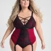 Lovehoney Plus Size Night Lily Wine And Black Lace Basque Set 1 Lovehoney Plus Size Night Lily Wine And Black Lace Basque Set -Online Sex toys shop 74231 a40680 black x size 000