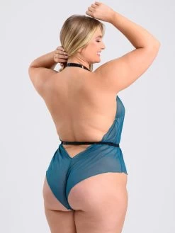 Lovehoney Plus Size Barely There Sheer Green Crotchless Teddy -Online Sex toys shop 74247 a37329 green x size 002