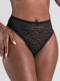 Lovehoney Black High-Waisted Leopard Lace Thong