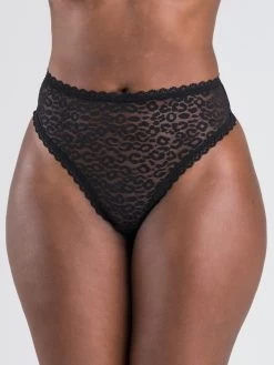 Lovehoney Black High-Waisted Leopard Lace Thong -Online Sex toys shop 74286 a40715 black regular 002