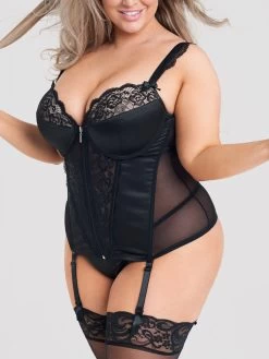Lovehoney Plus Size Treasure Me Black Basque Set