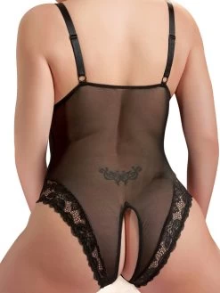Cottelli Plus Size Black Lace Crotchless Teddy -Online Sex toys shop 74682 a40977 black x size 003