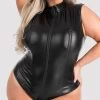 Lovehoney Plus Size Fierce Wet Look Peek-a-Boo Teddy -Online Sex toys shop 75018 a41160 black x size 000