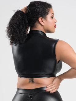 Lovehoney Plus Size Fierce Black Wet Look Zipper Crop Top -Online Sex toys shop 75026 a41162 black x size 002
