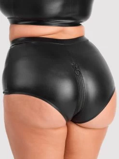 Lovehoney Plus Size Fierce Wet Look High-Waisted Panties -Online Sex toys shop 75032 a41164 black x size 001