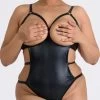 Lovehoney Plus Size Fierce Wet Look Open Cup Teddy -Online Sex toys shop 75040 a41166 black x size 000