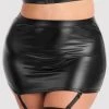 Lovehoney Plus Size Fierce Wet Look Garter Skirt -Online Sex toys shop 75046 a41169 black x size 000
