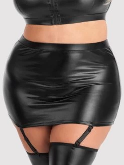Lovehoney Plus Size Fierce Wet Look Garter Skirt