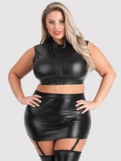Lovehoney Plus Size Fierce Wet Look Garter Skirt 9 Lovehoney Plus Size Fierce Wet Look Garter Skirt -Online Sex toys shop 75046 a41169 black x size 002