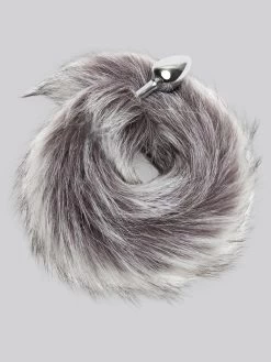 DOMINIX Deluxe Stainless Steel Small Faux Silver Fox Tail Butt Plug
