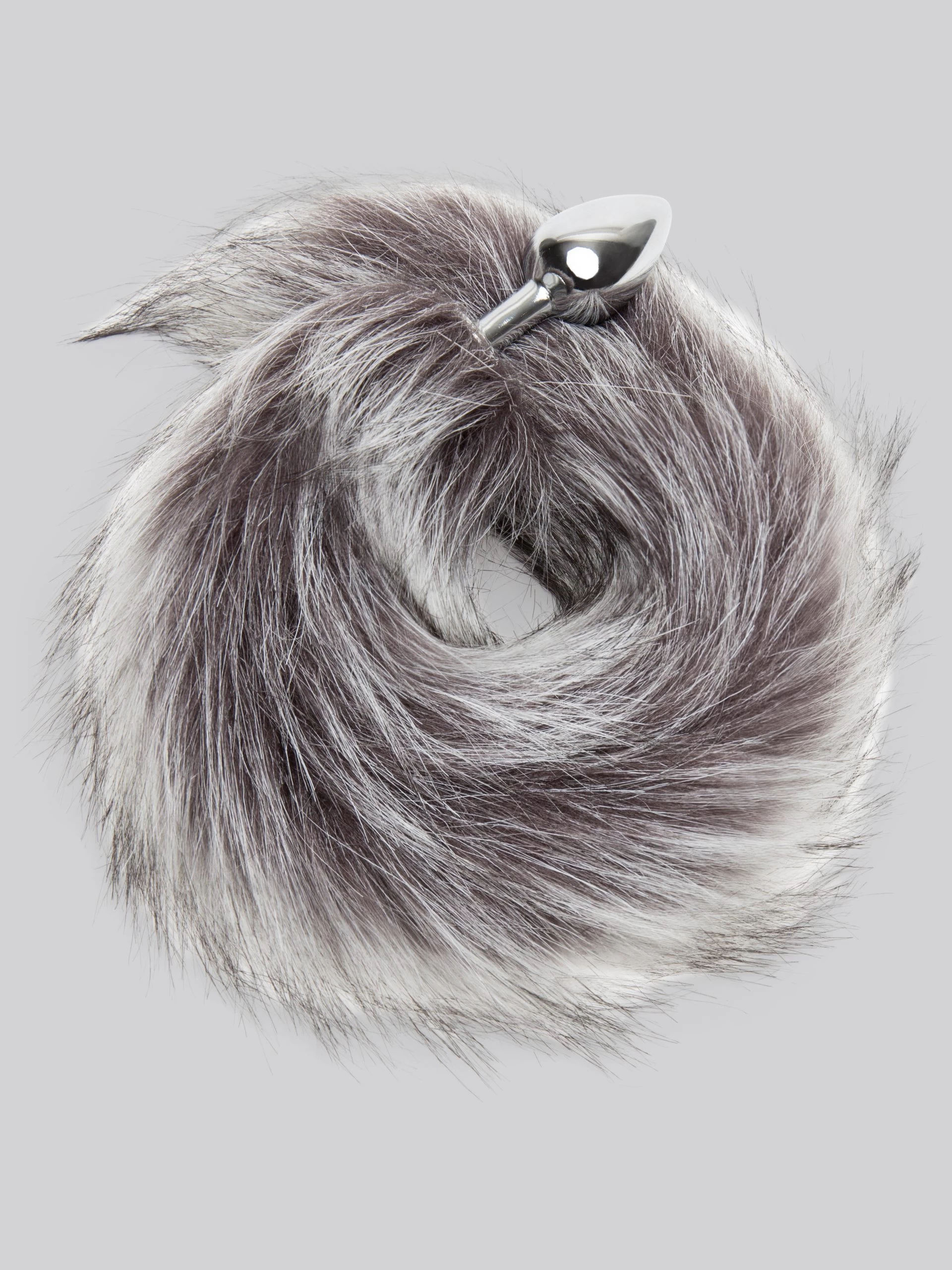 DOMINIX Deluxe Stainless Steel Small Faux Silver Fox Tail Butt Plug 3 DOMINIX Deluxe Stainless Steel Small Faux Silver Fox Tail Butt Plug