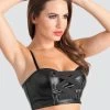 Lovehoney Fierce Leather-Look Longline Bra -Online Sex toys shop 75189 a41284 black regular 000