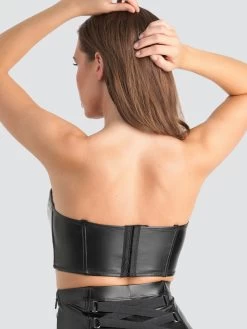 Lovehoney Fierce Leather-Look Longline Bra -Online Sex toys shop 75189 a41284 black regular 003