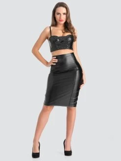 Lovehoney Fierce Leather-Look Longline Bra -Online Sex toys shop 75189 a41284 black regular 005