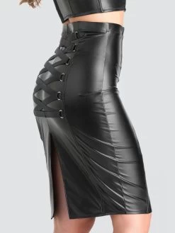 Lovehoney Fierce Black Leather-Look Skirt