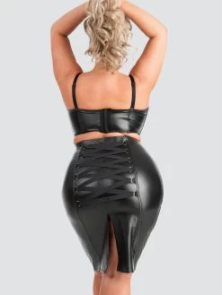 Lovehoney Plus Size Fierce Black Leather-Look Skirt -Online Sex toys shop 75196 a41286 black x size 004