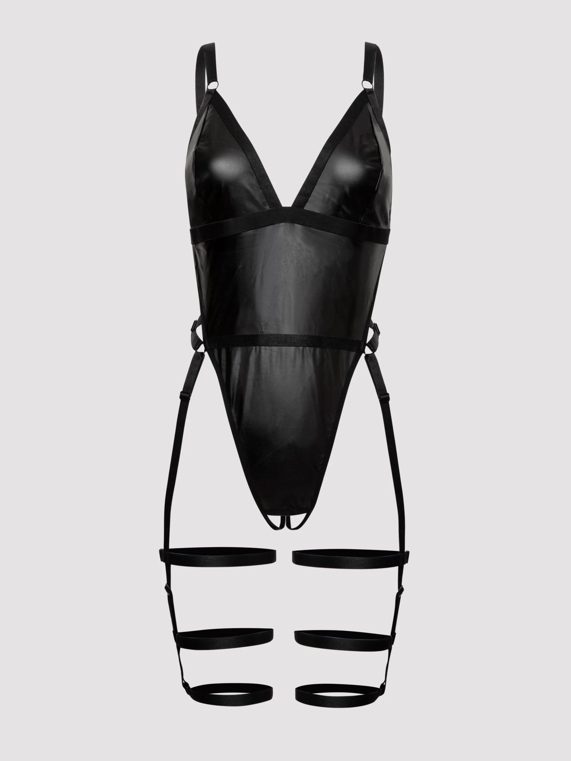 Lovehoney Fierce Wet Look Leg Harness Teddy 4 Lovehoney Fierce Wet Look Leg Harness Teddy - Image 2