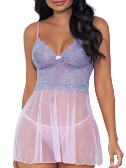 Escante Pink Lace And Mesh Babydoll Set -Online Sex toys shop 75229 a41299 pink regular 002
