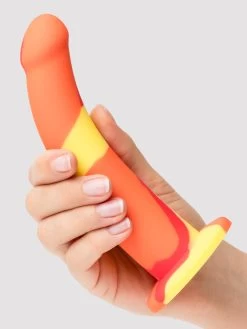 Lovehoney Earth And Fire Curved Silicone Suction Cup Dildo 7 Inch -Online Sex toys shop 75256 a30709 orange 003