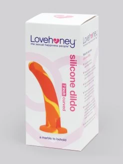 Lovehoney Earth And Fire Curved Silicone Suction Cup Dildo 7 Inch -Online Sex toys shop 75256 a30709 orange 004
