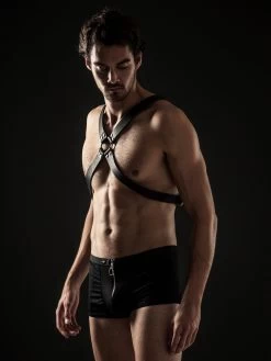 DOMINIX Deluxe Leather Cross-Body Harness -Online Sex toys shop 78064 a42841 black 003