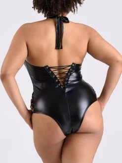 Lovehoney Plus Size Fierce Leather-Look Lace-Up Teddy -Online Sex toys shop 79729 a44244 black x size 003