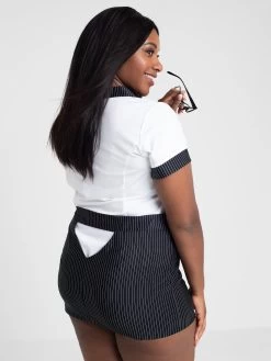 Lovehoney Fantasy Plus Size Sexy Secretary Top And Pinstripe Skirt Set 7 Lovehoney Fantasy Plus Size Sexy Secretary Top And Pinstripe Skirt Set -Online Sex toys shop 79930 a44343 black x size 002
