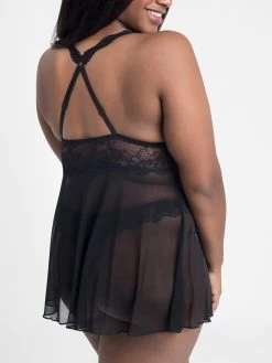 Lovehoney Plus Size Bombshell Black Lace Babydoll Set -Online Sex toys shop 79934 a44344 black x size 002