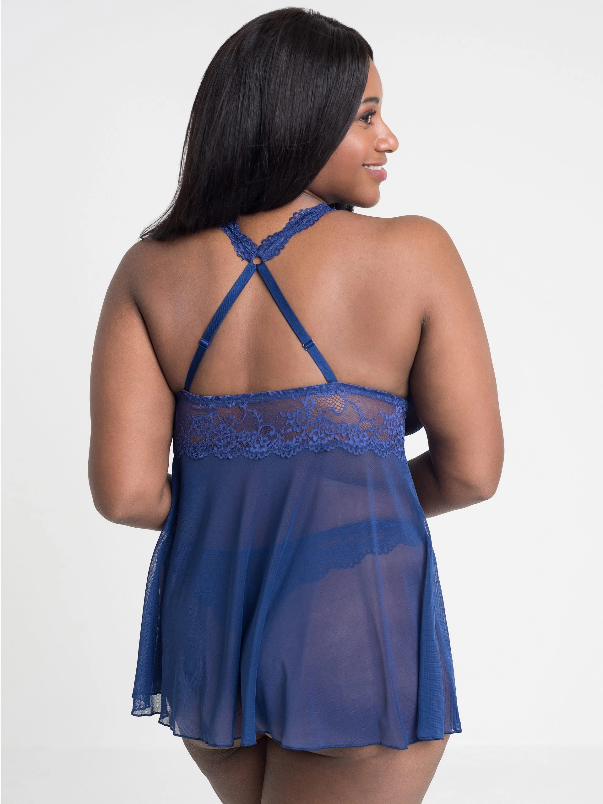 Lovehoney Plus Size Bombshell Blue Lace Babydoll Set 5 Lovehoney Plus Size Bombshell Blue Lace Babydoll Set - Image 3