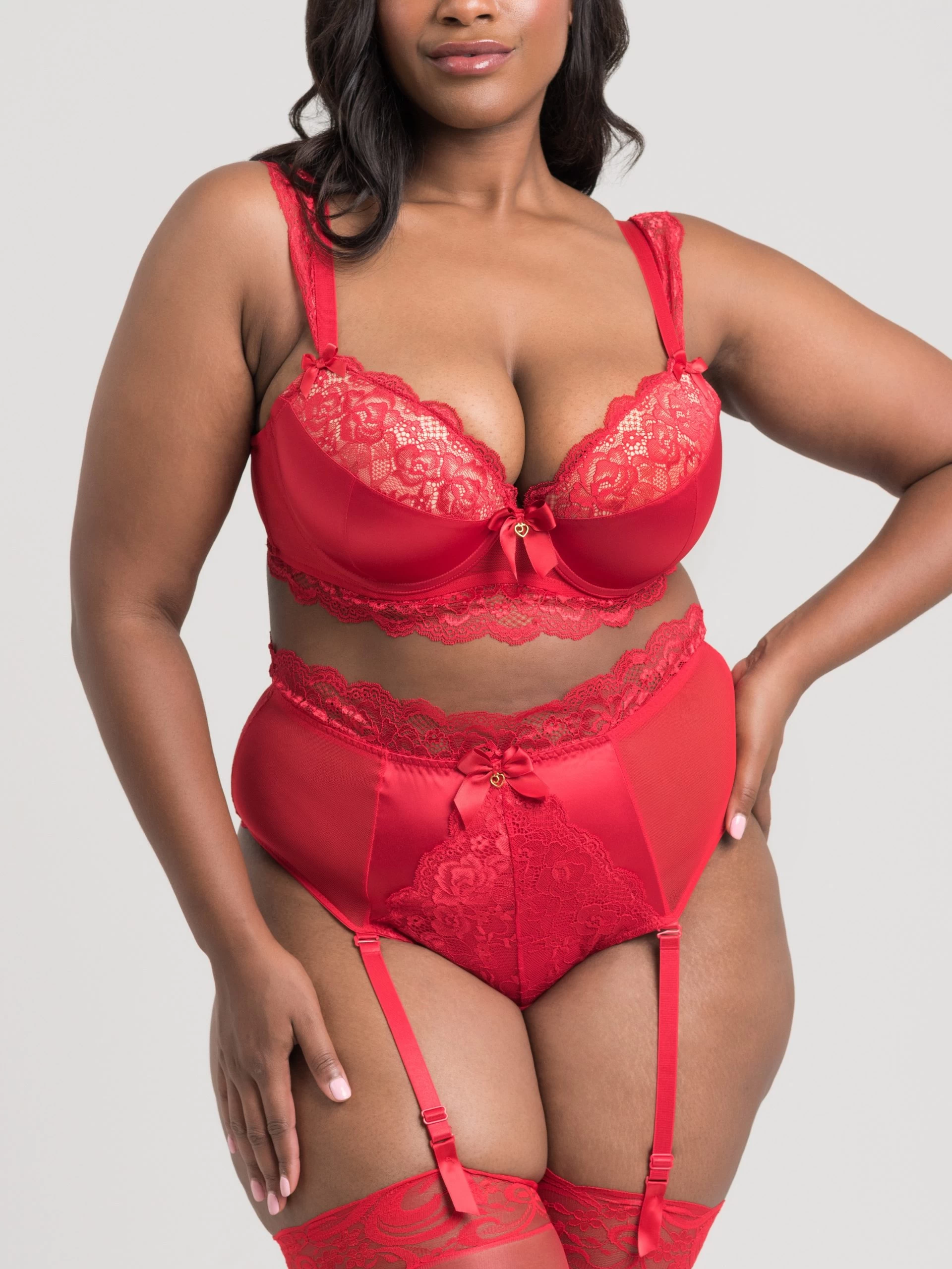 Lovehoney Plus Size Treasure Me Red Push-Up Bra Set 3 Lovehoney Plus Size Treasure Me Red Push-Up Bra Set