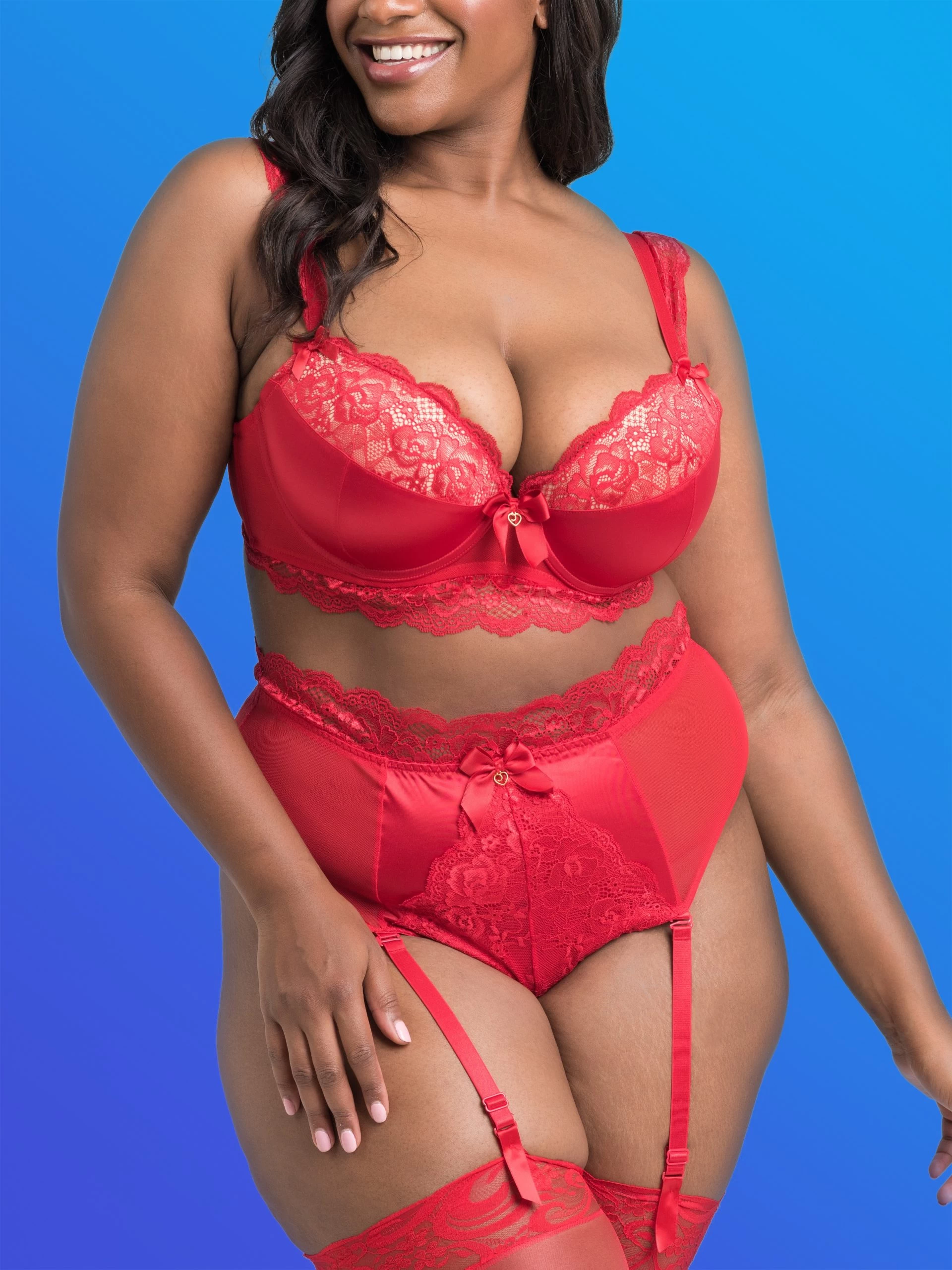 Lovehoney Plus Size Treasure Me Red Push-Up Bra Set 4 Lovehoney Plus Size Treasure Me Red Push-Up Bra Set - Image 2