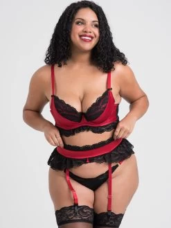 Lovehoney Plus Size Empress Red Satin And Lace Bra Set