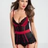 Lovehoney Empress Red Satin And Lace Basque Set