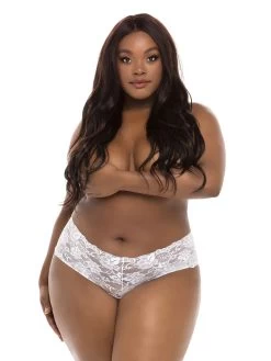 Oh La La Cheri Curves Plus Size White Floral Lace Crotchless Shorts -Online Sex toys shop 80181 a29379 white x size 002