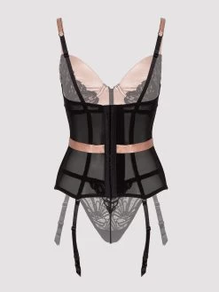 Lovehoney Pearl Faux Leather And Lace Basque Set -Online Sex toys shop 80478 a44709 black regular 001