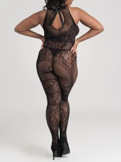 Lovehoney Plus Size Lace And Fishnet Crotchless Basque Bodystocking -Online Sex toys shop 80695 a44807 black x size 002
