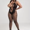 Lovehoney Plus Size Fishnet Criss-Cross Cut-Out Crotchless Bodystocking -Online Sex toys shop 80697 a44809 black x size 000