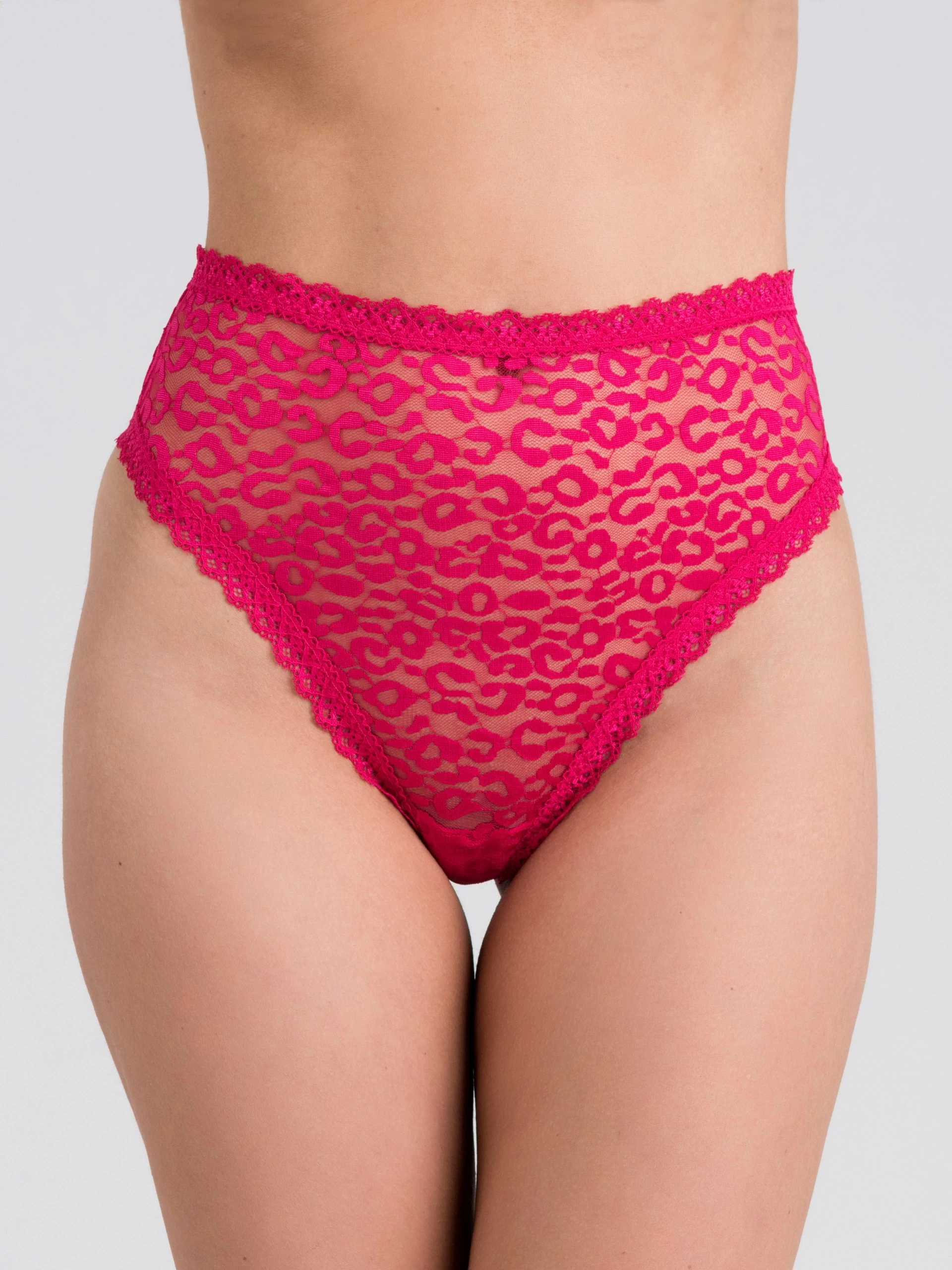 Lovehoney Pink High-Waisted Leopard Lace Thong 4 Lovehoney Pink High-Waisted Leopard Lace Thong - Image 2