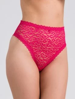 Lovehoney Pink High-Waisted Leopard Lace Thong 7 Lovehoney Pink High-Waisted Leopard Lace Thong -Online Sex toys shop 80747 a40715 pink regular 002