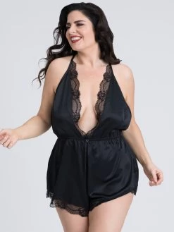 Lovehoney Plus Size Jewel Satin Black Plunging Teddy -Online Sex toys shop 80843 a44910 black x size 001