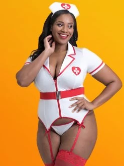 Lovehoney Fantasy Plus Size Heartbeat Hottie Nurse Costume -Online Sex toys shop 80861 a44920 white x size 001