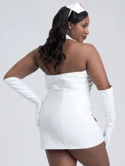 Lovehoney Fantasy Plus Size Naughty PVC-Look Nurse Costume -Online Sex toys shop 80868 a44922 white x size 003