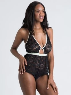 Lovehoney Mindful Black Lace Plunging Teddy -Online Sex toys shop 81438 a45199 black regular 002