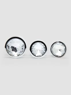 Lovehoney Jeweled Metal Butt Plug Set (3 Piece) -Online Sex toys shop 81823 a45394 silver 002