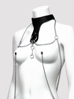 DOMINIX Deluxe Leather Collar With Clamps -Online Sex toys shop 81937 a45478 black 002